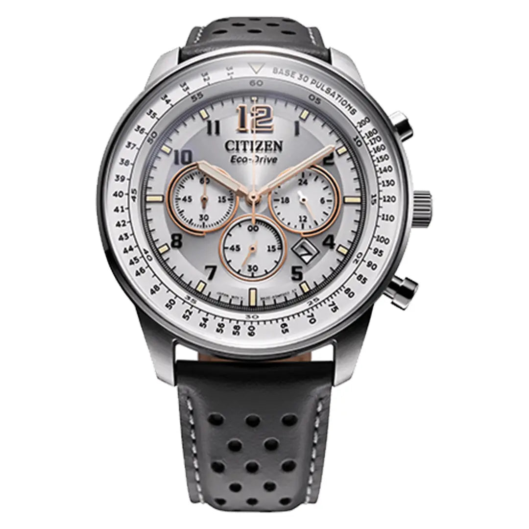 Citizen Eco-Drive CA4500-24H Aviation-Inspired Design Grey Dial Leather Strap Men's Watch