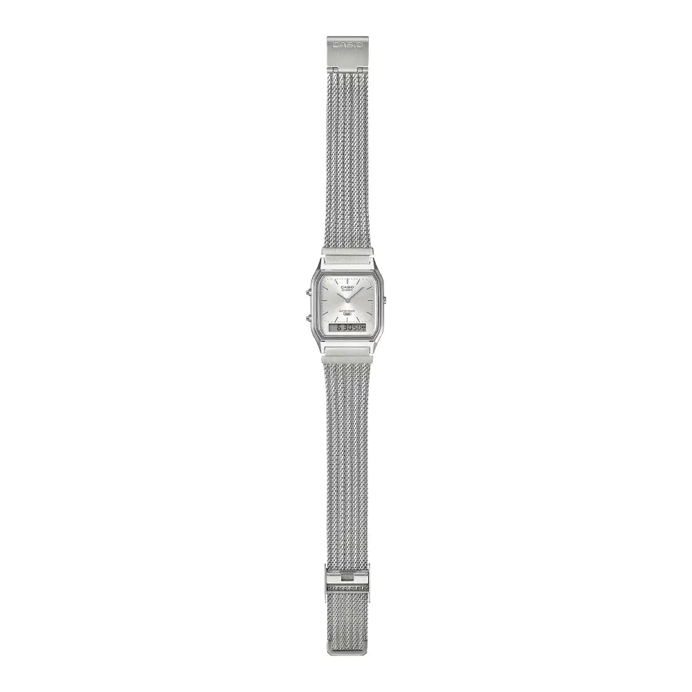 Casio Vintage "Silver Mesh" AQ-230EM-7ADF Silver Dial 29.8mm Stainless Steel Men's Watch