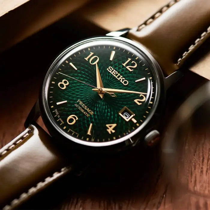 Seiko Presage SRPE45J1 Cocktail Time Automatic Green Dial Leather Strap Men's Watch