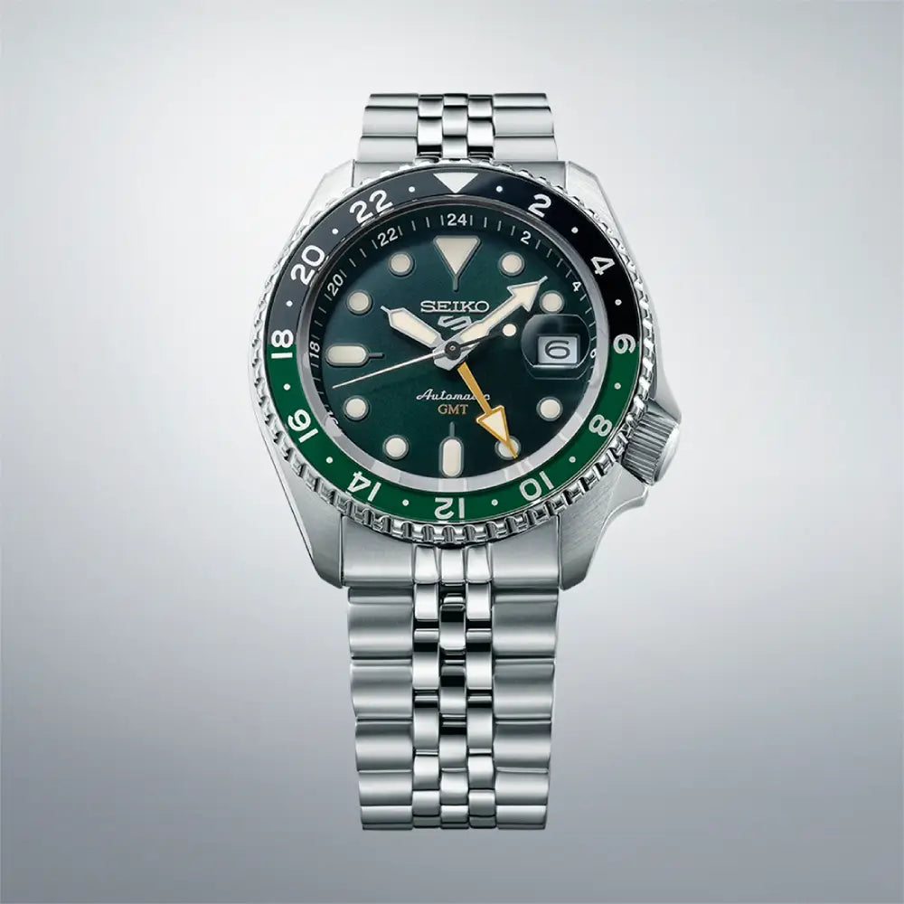 Seiko 5 Sports GMT SBSC019 (SSK035) "Sprite" (Made in Japan) Green Dial 42.5mm Stainless Steel Men's Watch