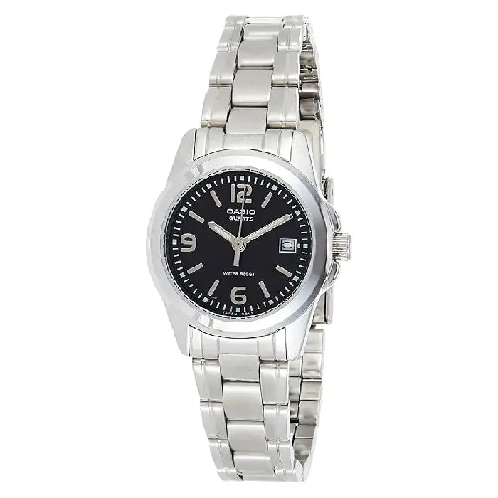 Casio Enticer Ladies Analog LTP-1215A-1ADF Black Dial Stainless Steel Women's Watch