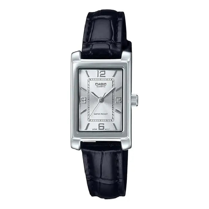 Casio Enticer Ladies Analog LTP-1234LL-7ADF Silver Dial Leather Strap Women's Watch