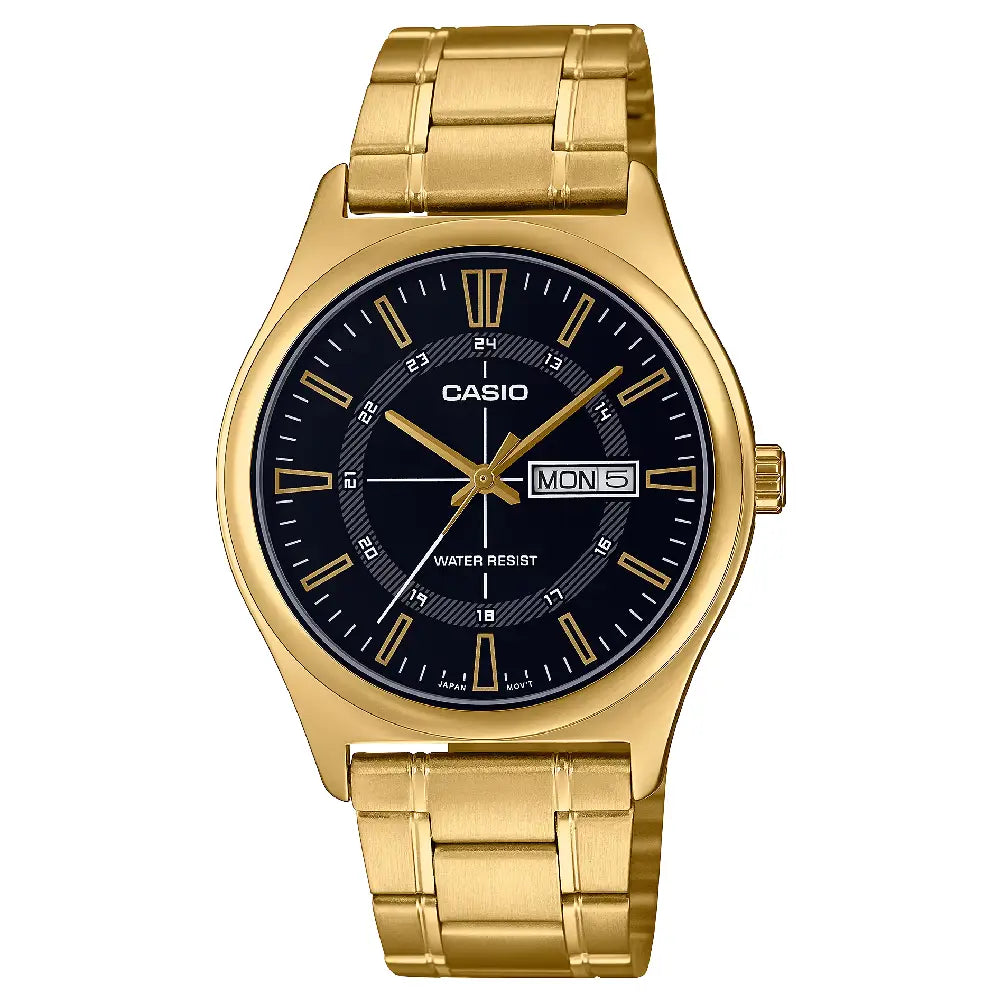 Casio Enticer MTP-V006G-1CUDF Day Date Analog Black Dial Stainless Steel Men's Watch