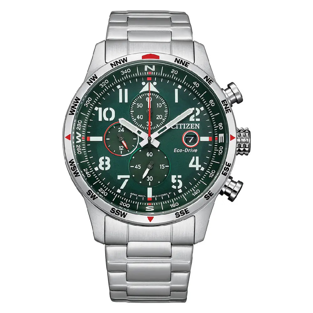 Citizen Eco-Drive CA0791-81X Chronograph Green Dial Stainless Steel Men's Watch