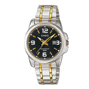 Casio Enticer Ladies Analog LTP-1314SG-1AVDF Black Dial Stainless Steel Women's Watch