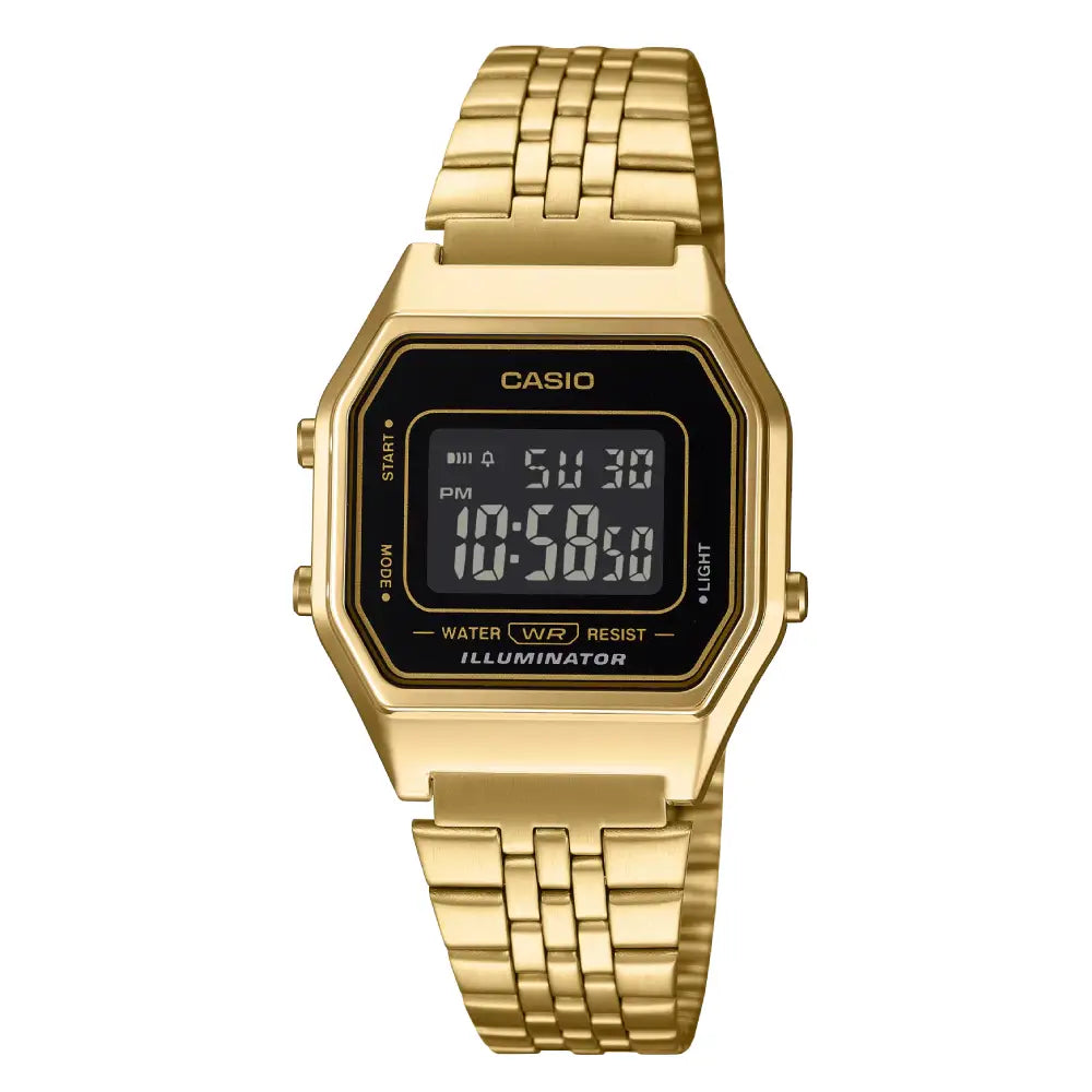 Casio Vintage Digital LA680WGA-1B Black Dial Stainless Steel Women's Watch