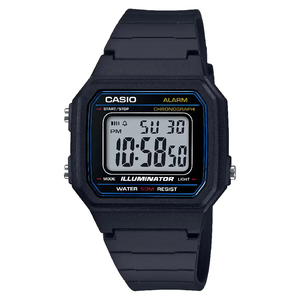 asio Digital W-217H-1AVDF Black Display Dial Resin Strap Men's Watch