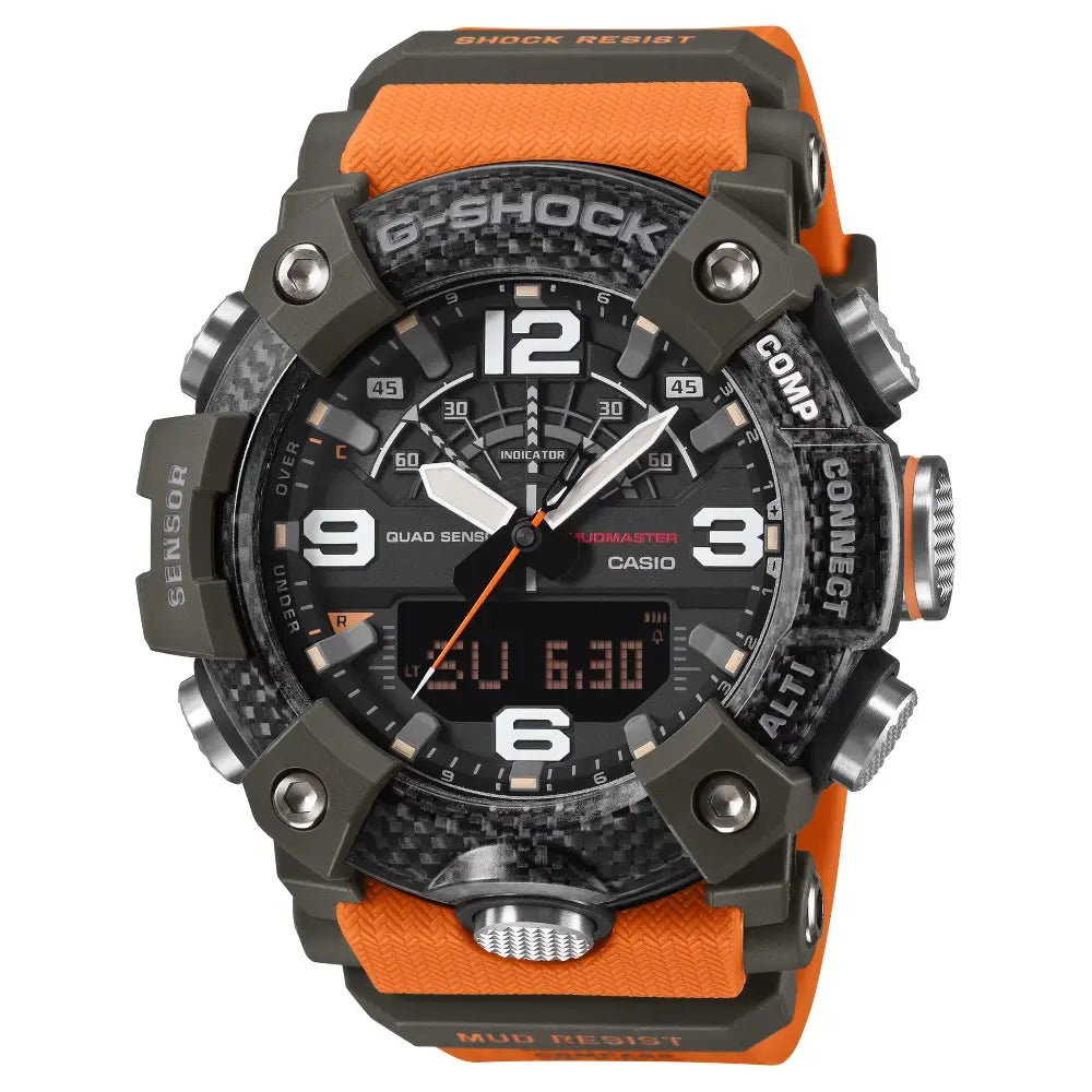 Casio G-Shock Mudmaster GG-B100X-1A9 black dial 51mm men's watch with resin strap front view