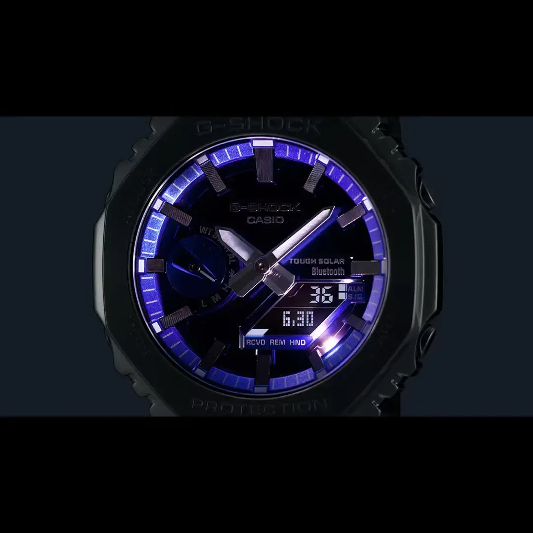Casio G-Shock Full Metal Octagon Bluetooth Solar GM-B2100AD-2A Blue Dial  Stainless Steel Men's Watch
