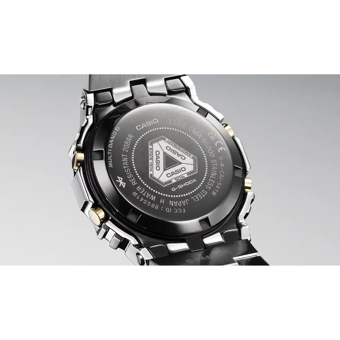 Casio G-Shock Limited-Edition GMW-B5000SS-2DR 50th Anniversary Sky & Sea Blue/Gold Accents Stainless Steel Men's Watch