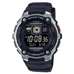 Casio Digital Multi-Time AE-2000W-1BVDF Black Dial Display and Analog Resin Strap Men's Watch