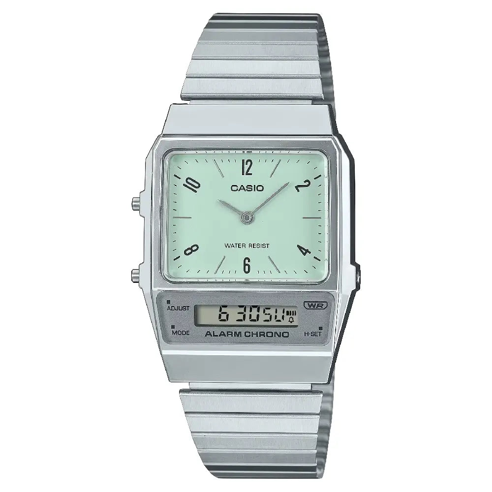 Casio Analog-Digital AQ-800E-3ADF Green Dial Stainless Steel Unisex Watch
