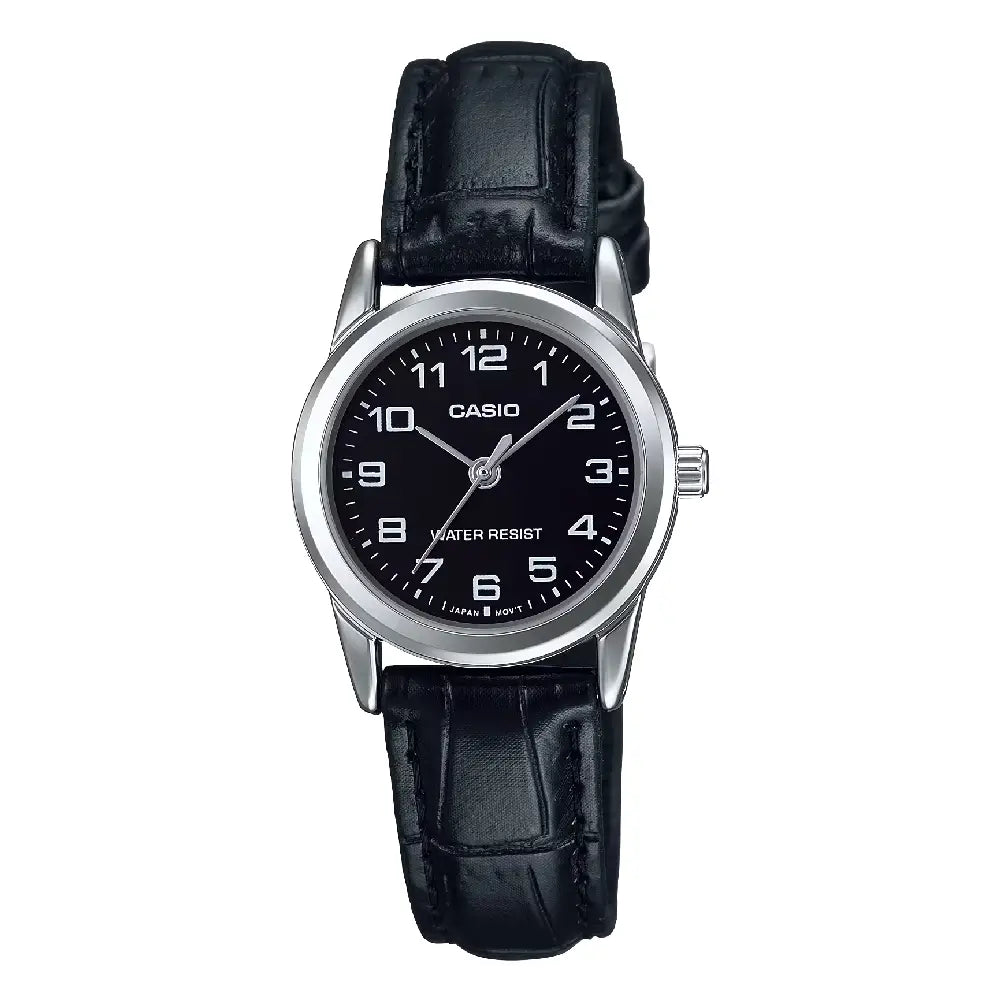 Casio Standard Analog LTP-V001L-1BUDF Black Dial Leather Strap Women's Watch