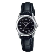 Casio Standard Analog LTP-V001L-1BUDF Black Dial Leather Strap Women's Watch