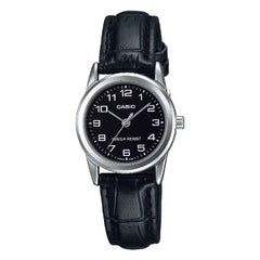 Casio Standard Analog LTP-V001L-1BUDF Black Dial Leather Strap Women's Watch