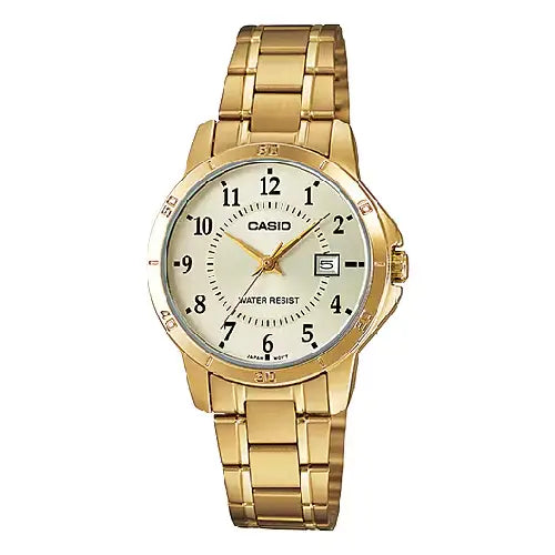 Casio Standard Analog LTP-V004G-9BUDF Gold Dial Stainless Steel Women's Watch
