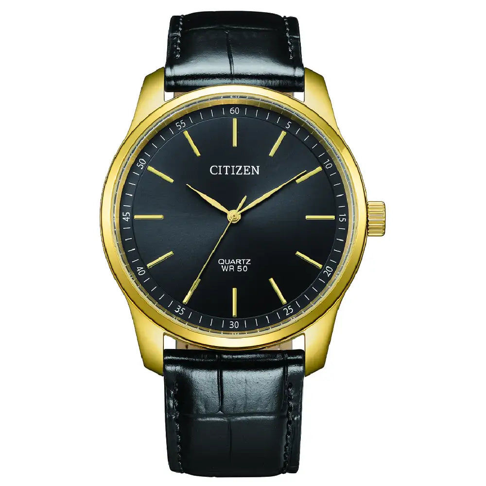 Citizen Quartz Standard BH5002-02E Black Dial 42mm Leather Strap Men's Watch