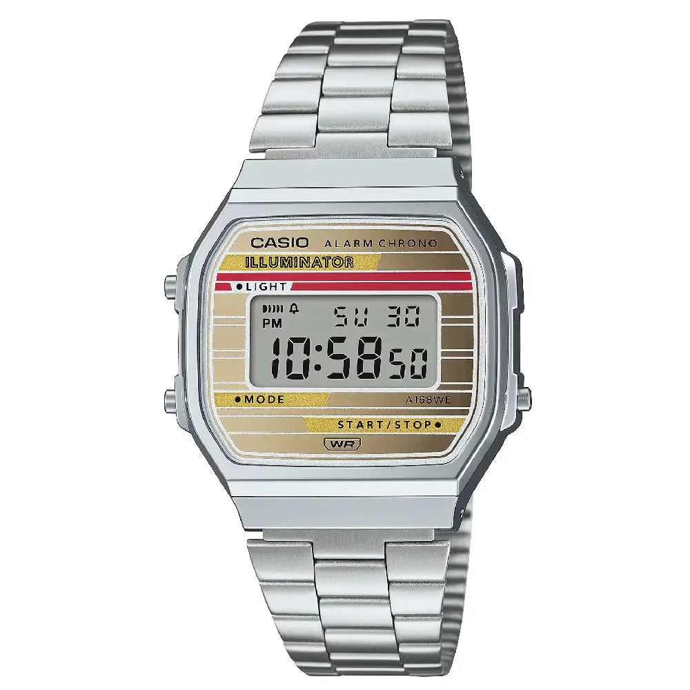 Casio Vintage Digital A168WEHA-9ADF Iridescent Dial Stainless Steel Unisex Watch