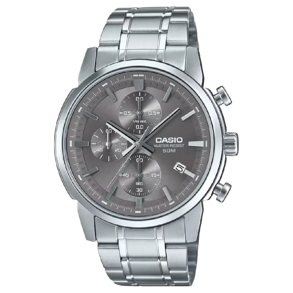 Casio Enticer MTP-E510D-8AVDF Chronograph Analog Gray Dial Stainless Steel Men's Watch