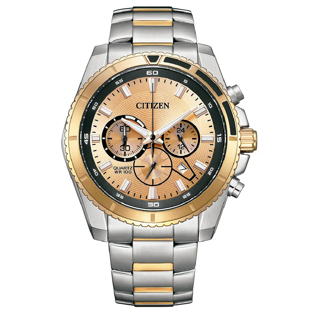 Citizen Quartz ChronographAN8204-59X Champagne Dial 46.4mm Two Tone Stainless Steel Men's Watch