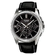 Casio Collection Analog MTP-1375L-1AVDF Black Dial Leather Strap Men's Watch