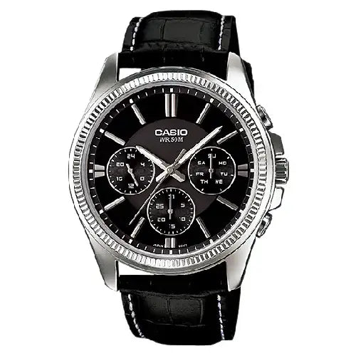 Casio Collection Analog MTP-1375L-1AVDF Black Dial Leather Strap Men's Watch