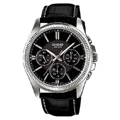 Casio Collection Analog MTP-1375L-1AVDF Black Dial Leather Strap Men's Watch