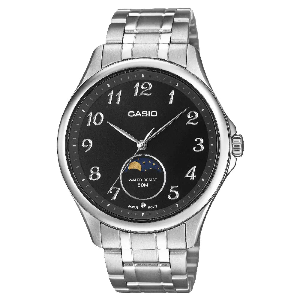 Casio Classic MTP-M110D-1A Analog (New Model) Moon Phase Black Dial Stainless Steel Men's Watch