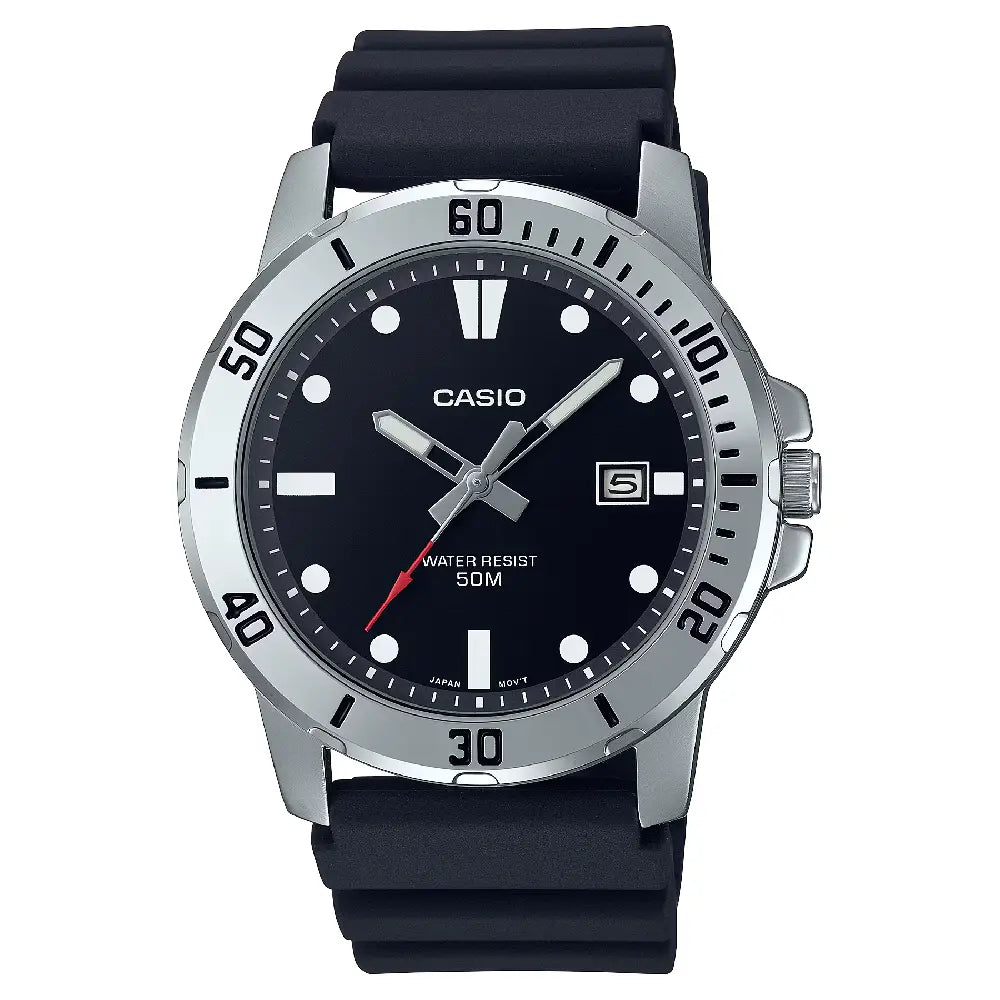 Casio Enticer MTP-VD01-1EVUDF Date Analog Black Dial Resin Strap Men's Watch