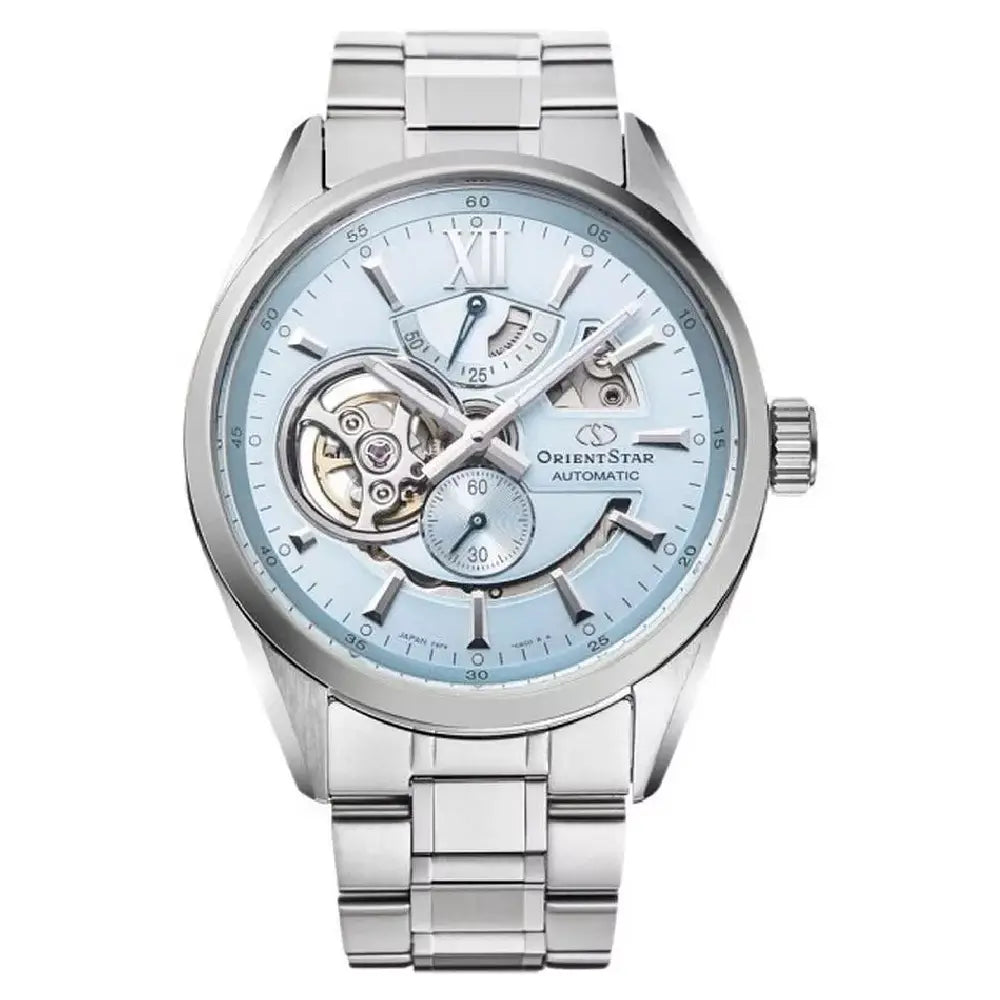Orient Star RE-AV0127L00B Automatic Open Heart Limited Edition "Modern Skeleton" Sky Blue Dial 41mm Stainless Steel Men's Watch