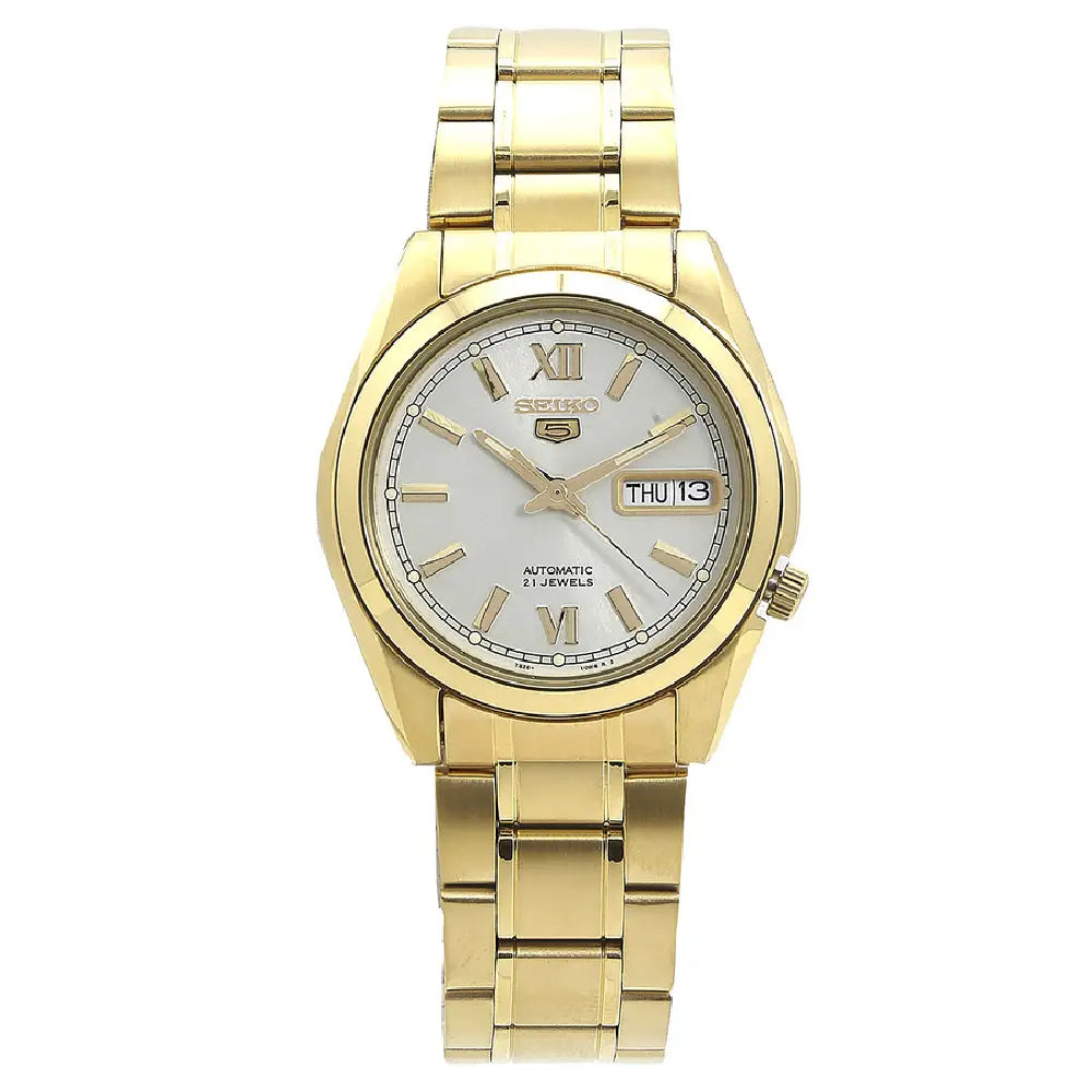 Seiko 5 Automatic SNKL58K1 White Dial Gold Tone 37mm Stainless Steel Men's Watch