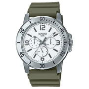 Casio Enticer MTP-VD300-3BUDF Multi-Hand Day Date Analog White Dial Resin Strap Men's Watch
