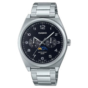 Casio Enticer MTP-M300D-1AVDF Multi-Hand Moon Phase Analog Black Dial Stainless Steel Men's Watch