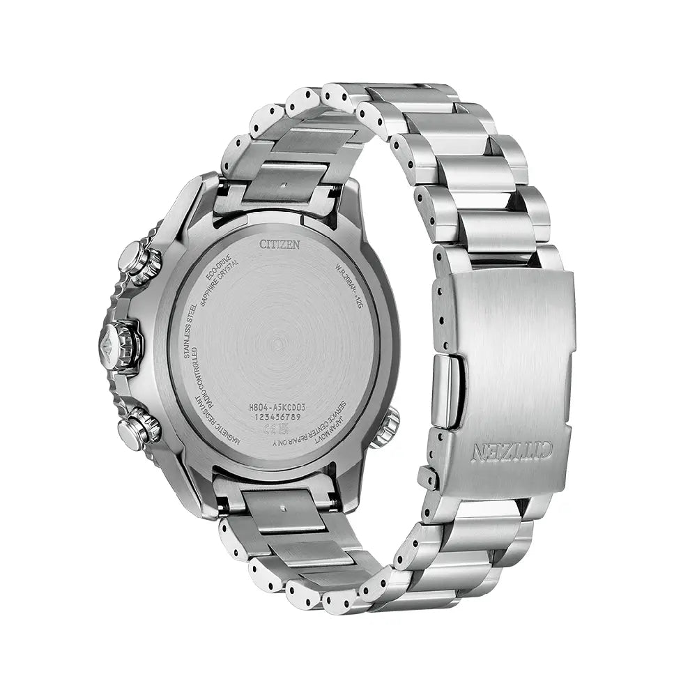Citizen Promaster Navihawk AT8220-55W case back stainless steel detail
