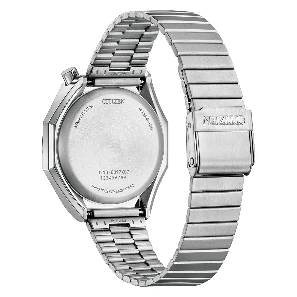 Citizen AN3700-89Z watch case back stainless steel detailing