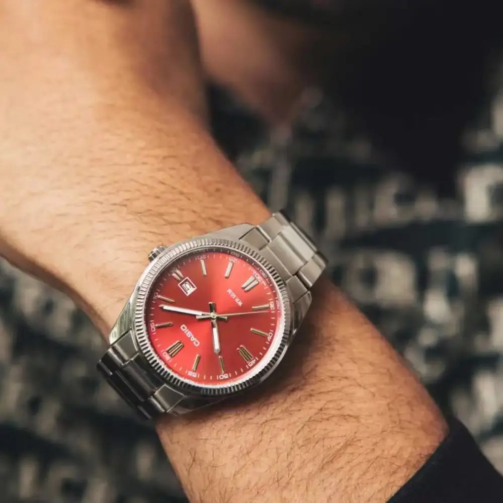 Casio Collection Analog MTP-1302PD-4AVEF Red Dial Stainless Steel Men's Watch