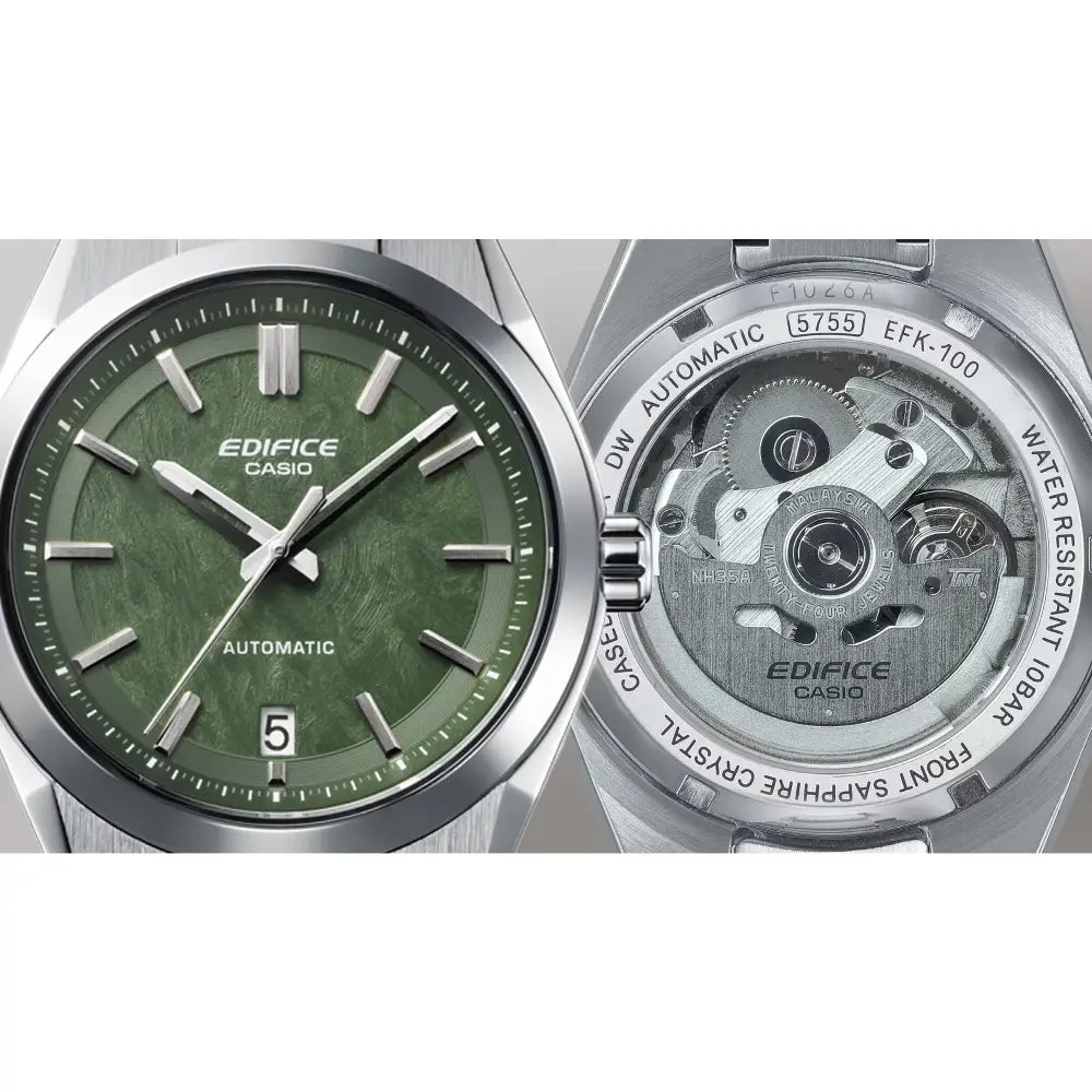 Casio Edifice EFK-100YD-3AJF green dial stainless steel bracelet men's watch front view