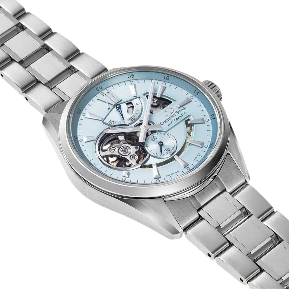 Orient Star RE-AV0127L00B Automatic Open Heart Limited Edition "Modern Skeleton" Sky Blue Dial 41mm Stainless Steel Men's Watch