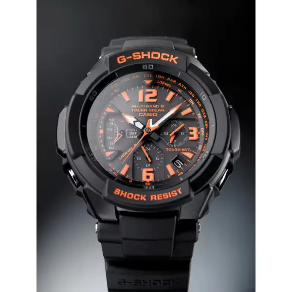 Casio G-Shock Gravitymaster GW-3000B-1A Black & Orange Analog 50mm Resin Men's Watch