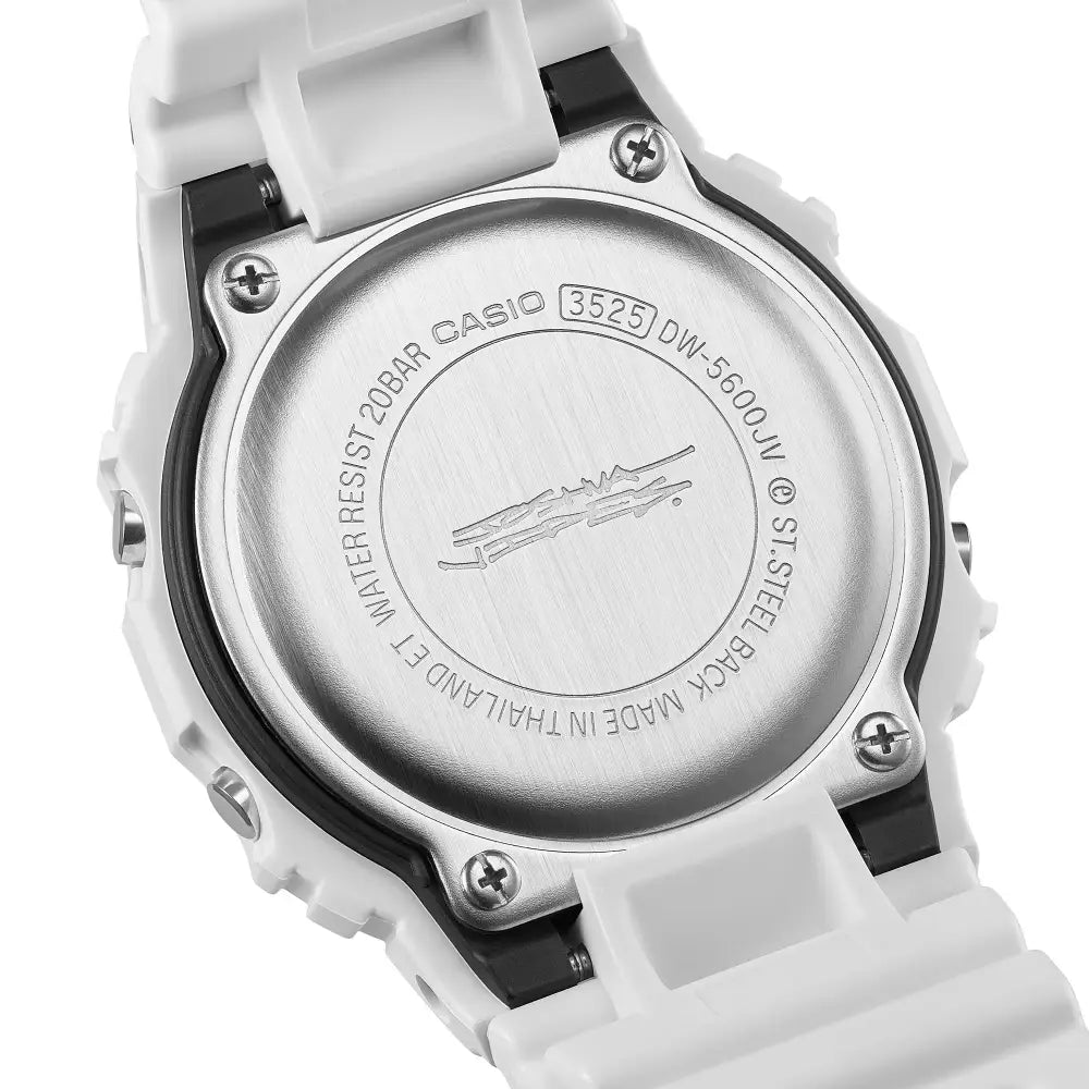 Casio G Shock DW 5600JV 7 watch stainless steel back case view