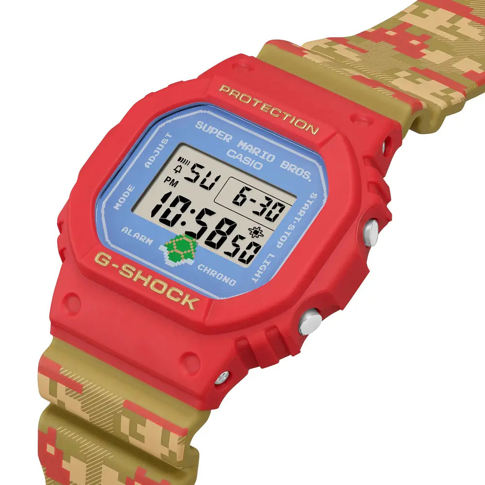 Casio G Shock DW-5600SMB-4 Limited Edition  "Super Mario Bros."  Digital Red Dial Resin Strap Men's Watch