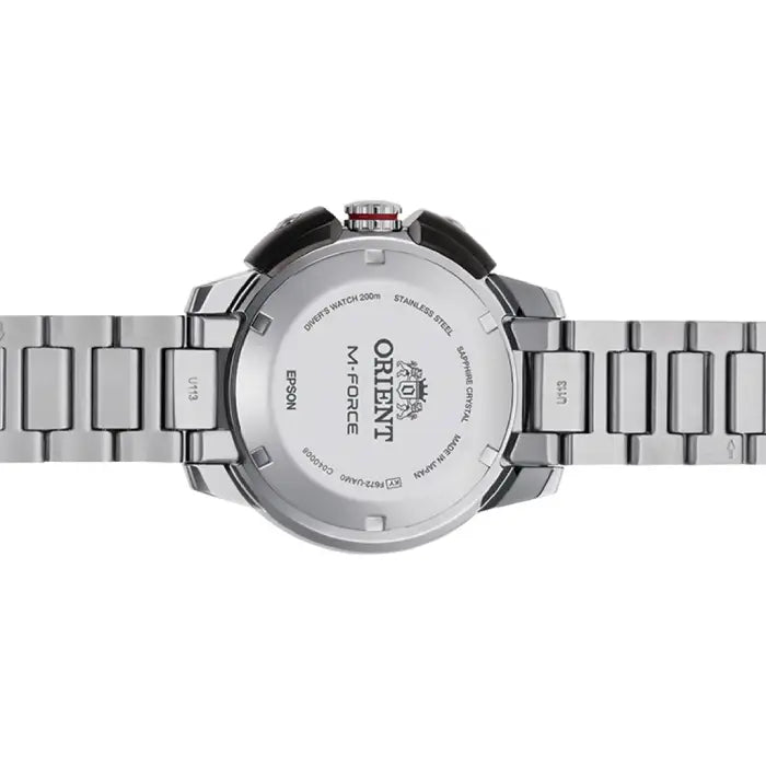 Orient M-Force RA-AC0L02R watch transparent caseback  view