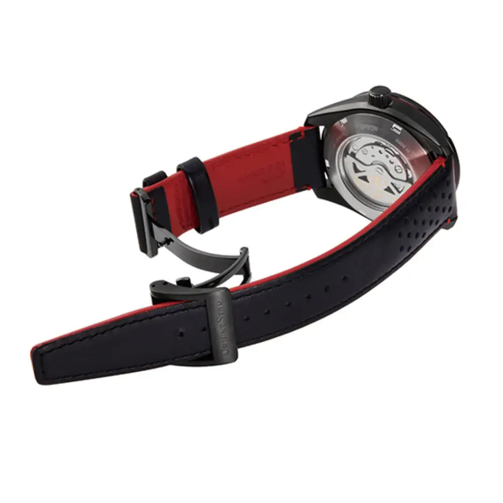 Orient Star RE-AV0A03 Contemporary Automatic Open Heart Power Reserve Black Dial Leather Strap Men's Watch