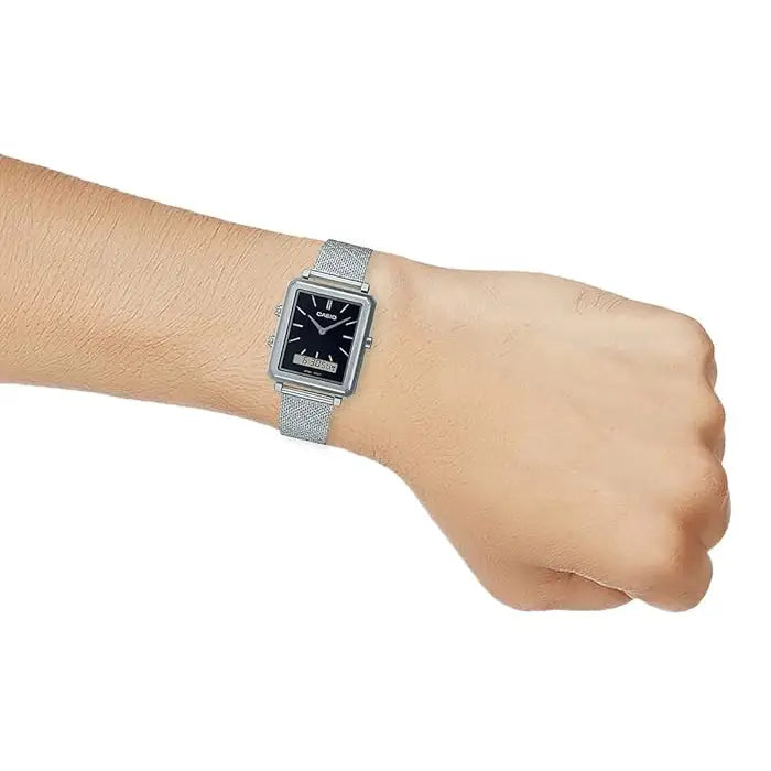 Casio Collection MTP-B205M-1EDF Analog Digital Black Dial Stainless Steel Men's Watch
