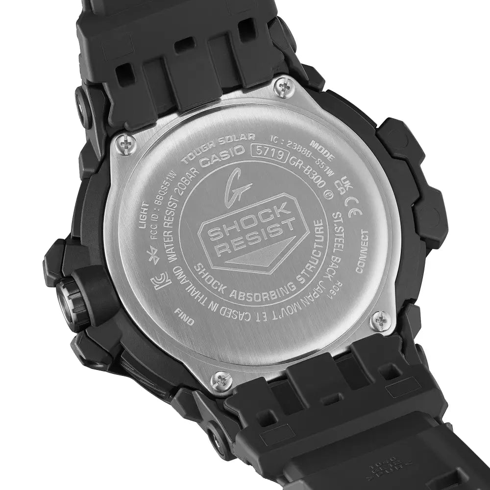 Casio G Shock Gravitymaster GR-B300EC-1A Analog Tough Solar Bluetooth "Emergency Color" Black Dial Resin Strap Men's Watch