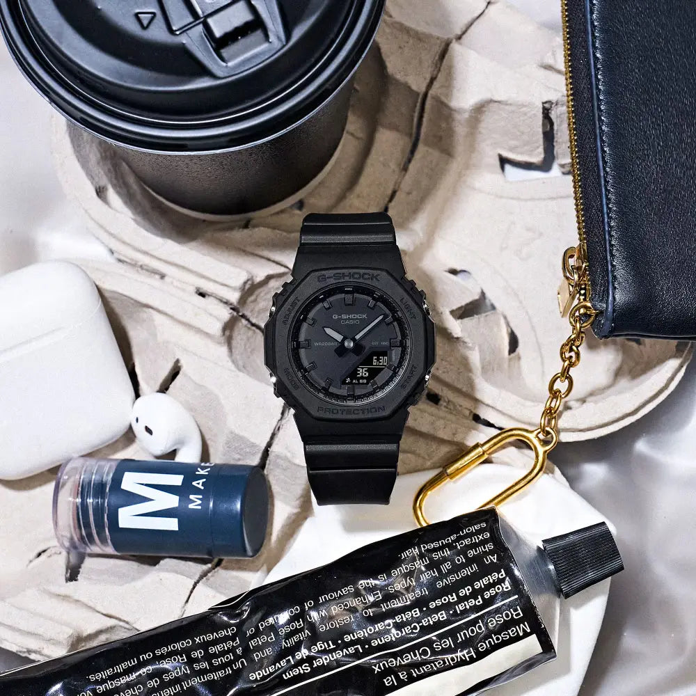Casio G Shock GMA-P2100BB-1A S-Series Analog-Digital "Mini CasiOak" Black Dial Resin Strap Women's Watch
