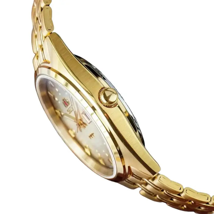 Orient TriStar FAB00001P9 watch case and crown close-up