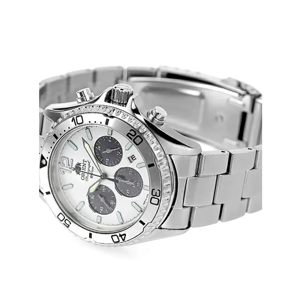 Orient RN-TX0205S Solar Chronograph Diver Limited Edition (300 Pieces) "Solar Panda" White Panda Dial 42.8mm Stainless Steel Men's Watch