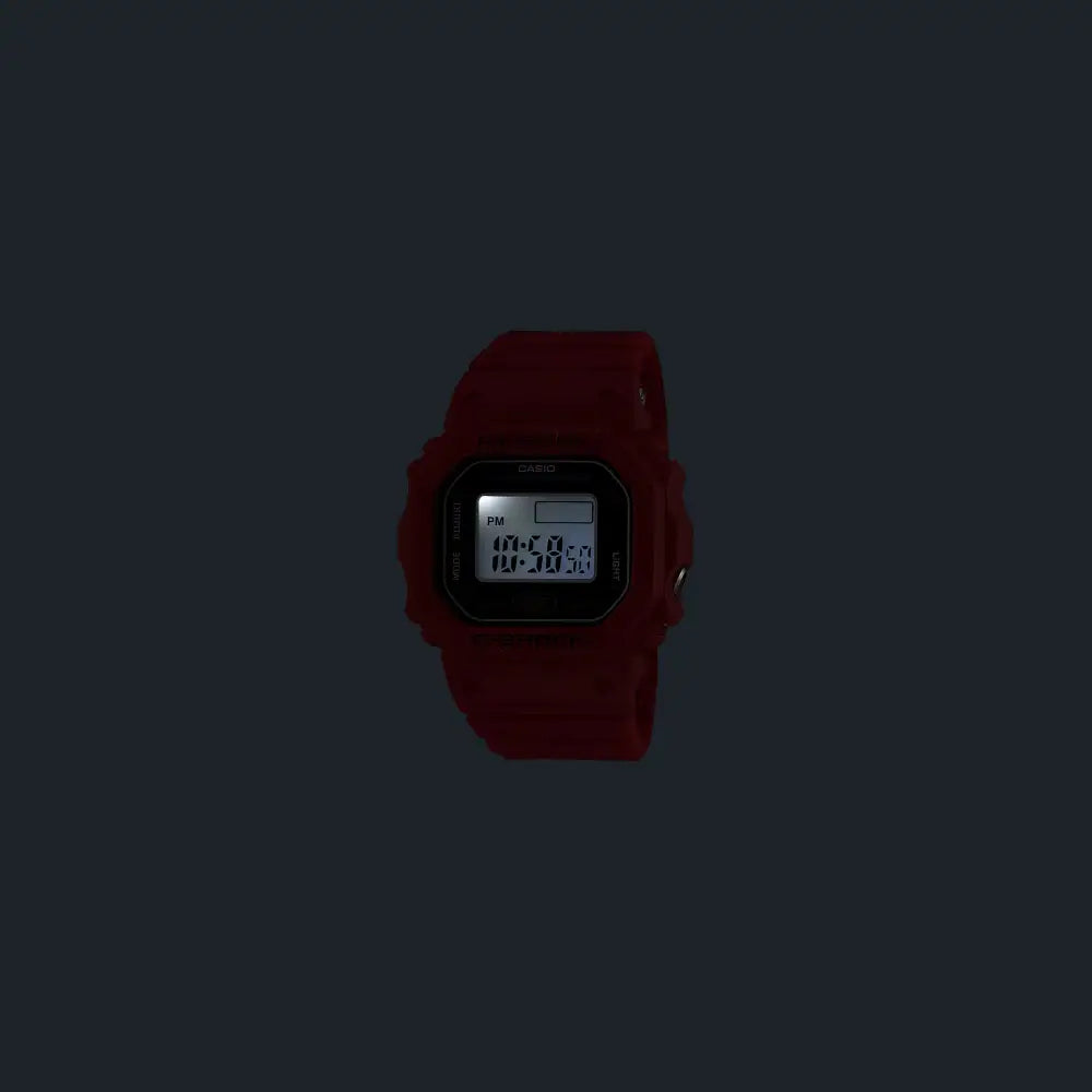 Casio G Shock Digital "G-SHOCK Nano" Ring Watch DWN-5600-4JR Digital Dial Red Bio-Based Resin Strap Men's Watch