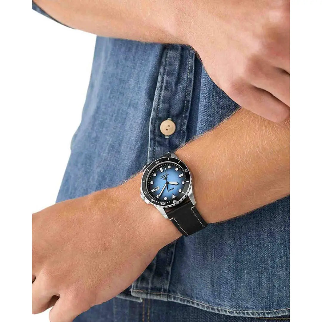 Fossil FS5960 Blue Dial Three-Hand Date Leather Strap Men's Watch